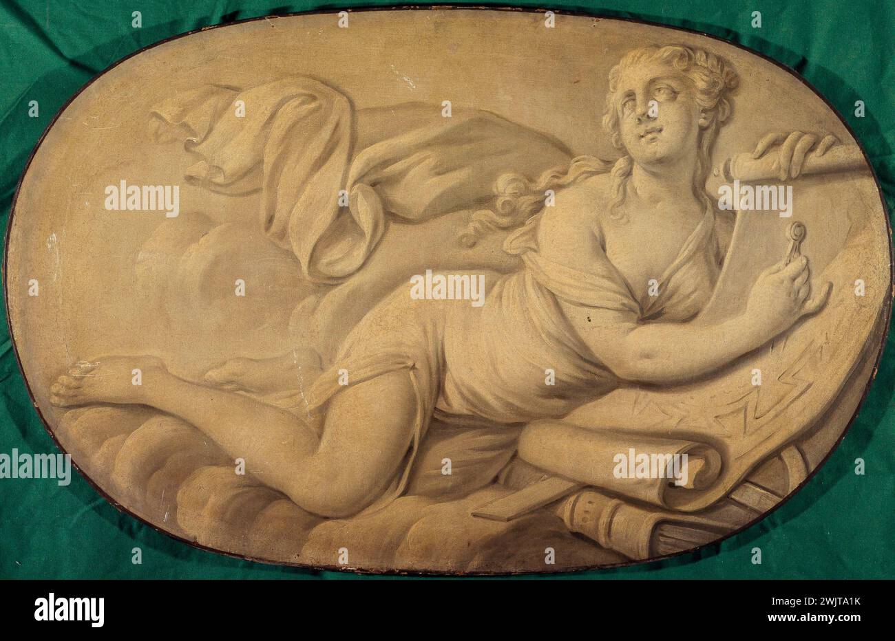 Anonyme. Architecture (allégorie, peinture décorative pour l'hôtel la rivière puis Canillac, 14 place des Vosges, actuel 4ème arrondissement). Huile sur toile. Peinture grisaille. 1701-1800. Paris, musée Carnavalet. 76088-22 Banque D'Images