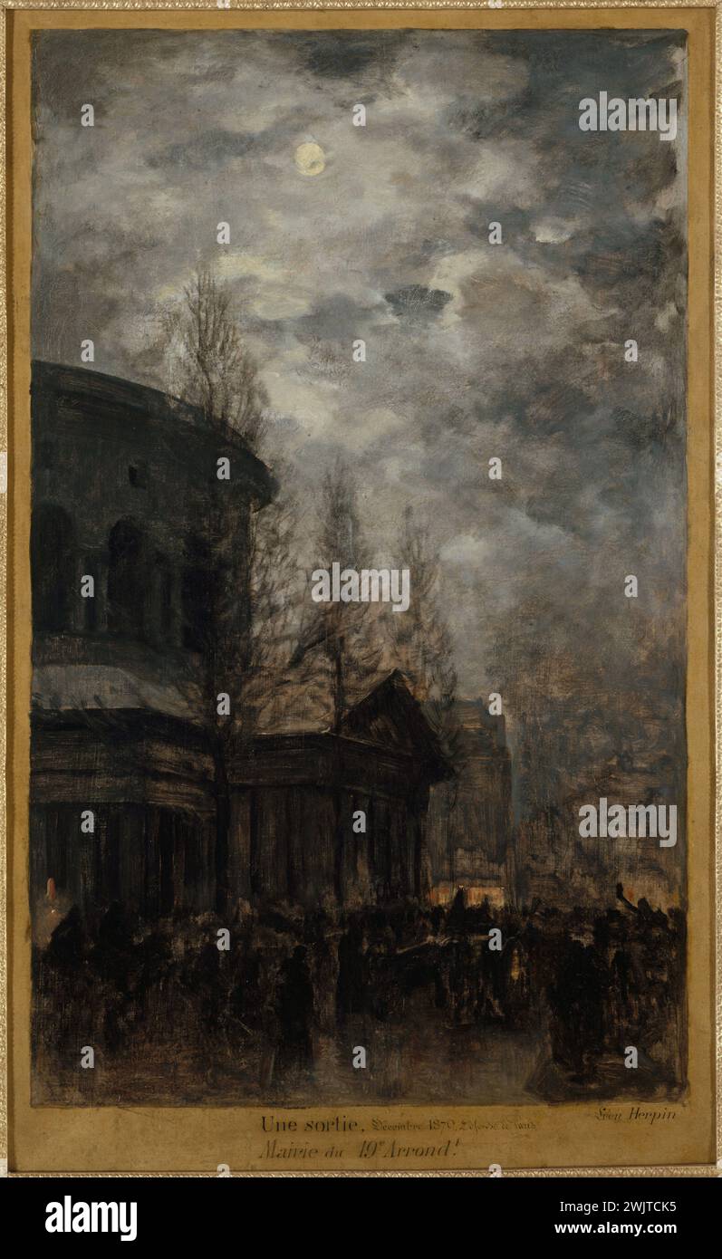 Léon Herpin (1841-1880) 'Sortie de Paris en décembre 1870 (Rotonde de la Villette)'. Huile sur toile. Paris, Musée Carnavalet 36536-7 barrière, lune, nuit, rotonde de la Villette, siège de Paris, sortie de Paris, 19ème 19ème 19ème 19ème arrondissement, huile sur toile, nocturne Banque D'Images