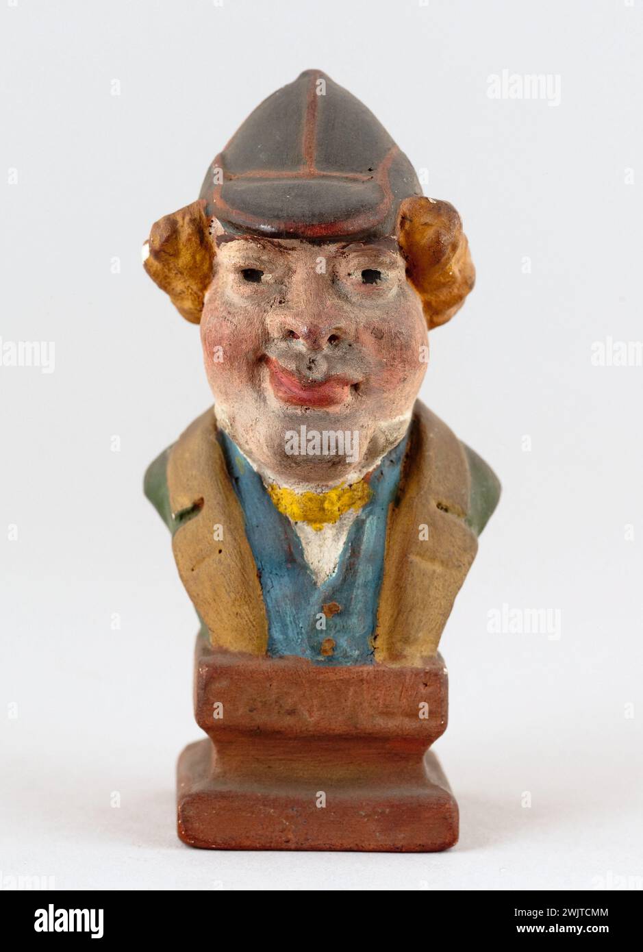 Têtard. Portrait-charge de Sainville (1805-1854), acteur. Plâtre polychrome. Paris, musée Carnavalet. 72100-9 acteur français, plâtre polychrome, charge portrait, vue de face Banque D'Images