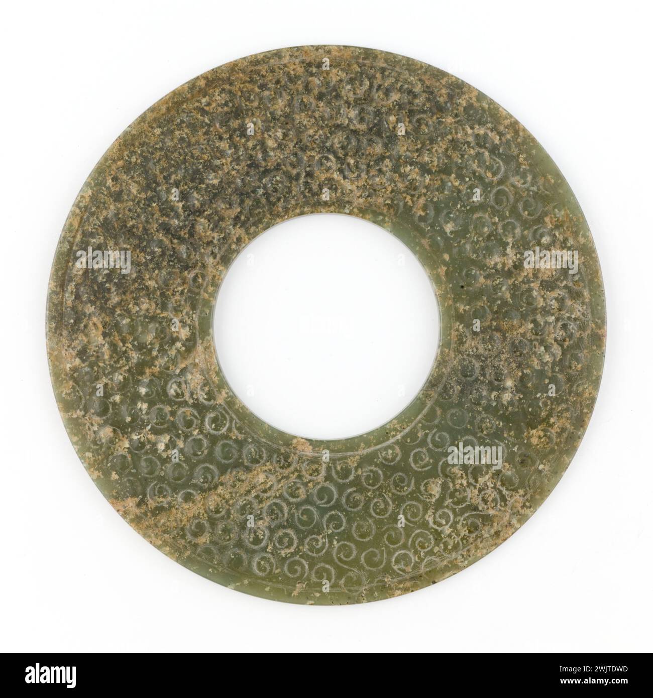 Bi-boîte. Jade verte, Chine, IV-Iie s. to. J.-C. Par musée musée malée. Art asiatique, art chinois, civilisation asiatique, civilisation chinoise, Jade Banque D'Images