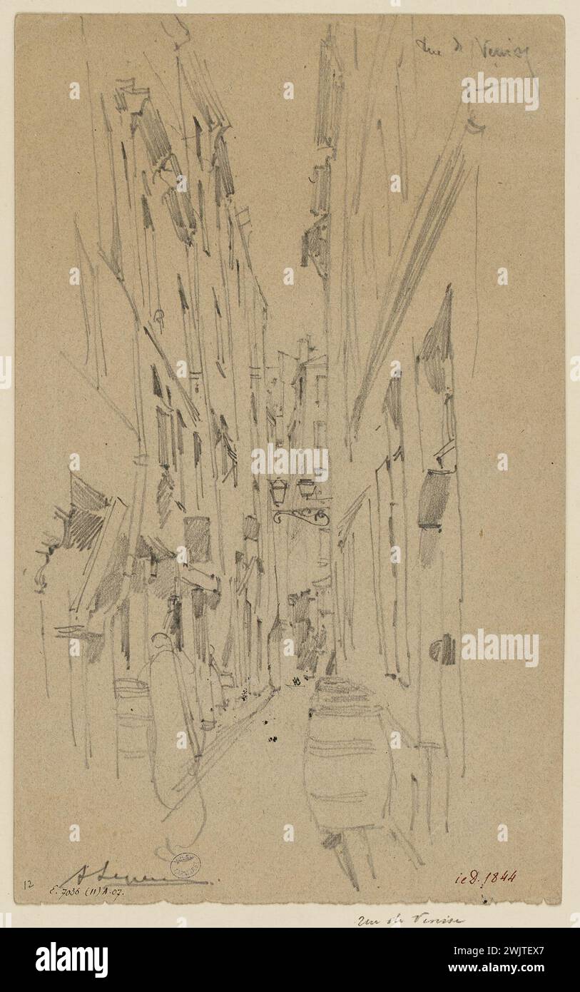 Lepère, Auguste (n.1849-11-30-D.1918-11-20), rue de Venise, 4ème arrondissement, Paris (titre factice). Crayon. Musée Carnavalet, histoire de Paris. Banque D'Images