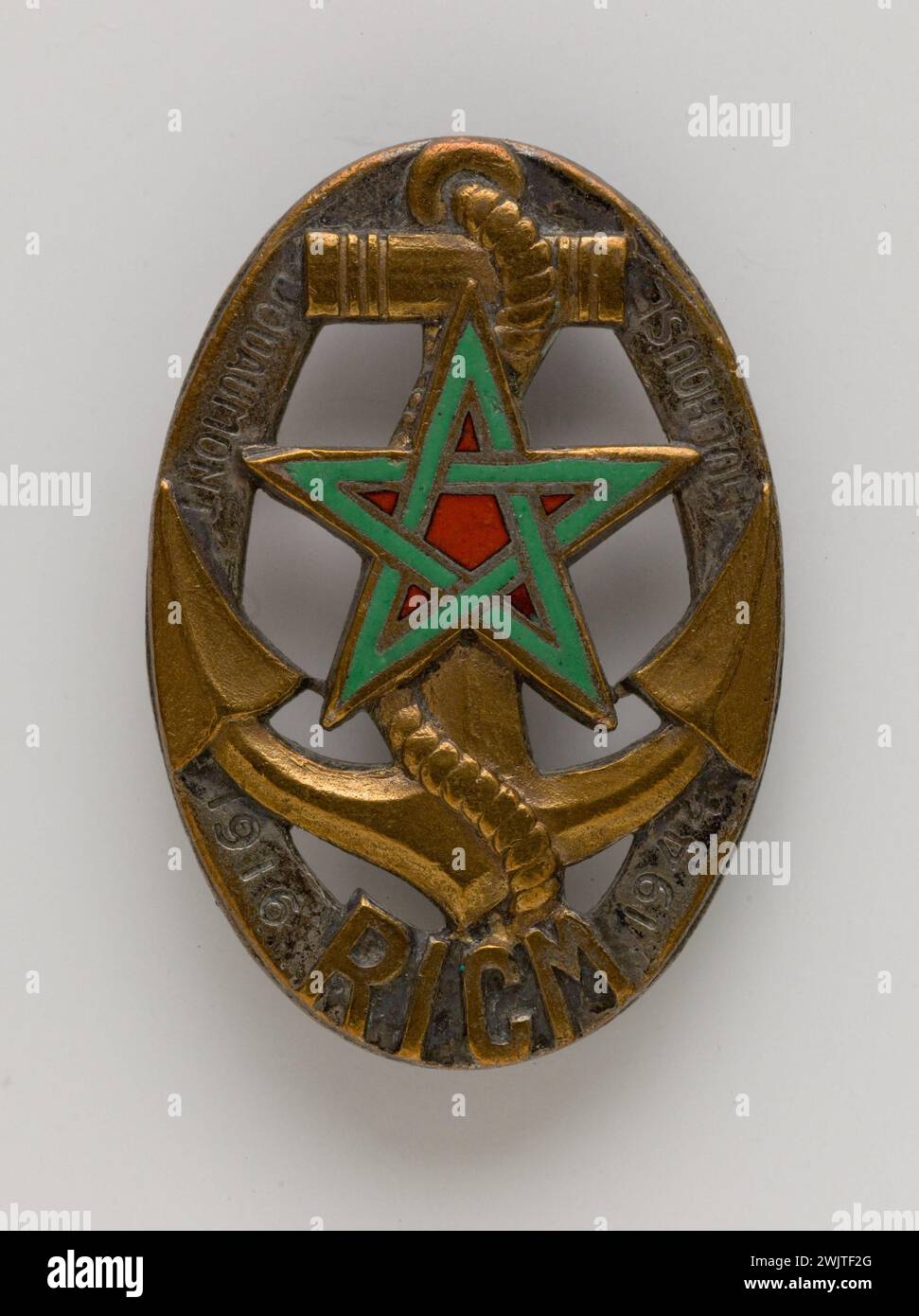 Le Ricm Insigne du Marine chars Infantry Regiment (RICM). Métal émaillé. 1954 ...