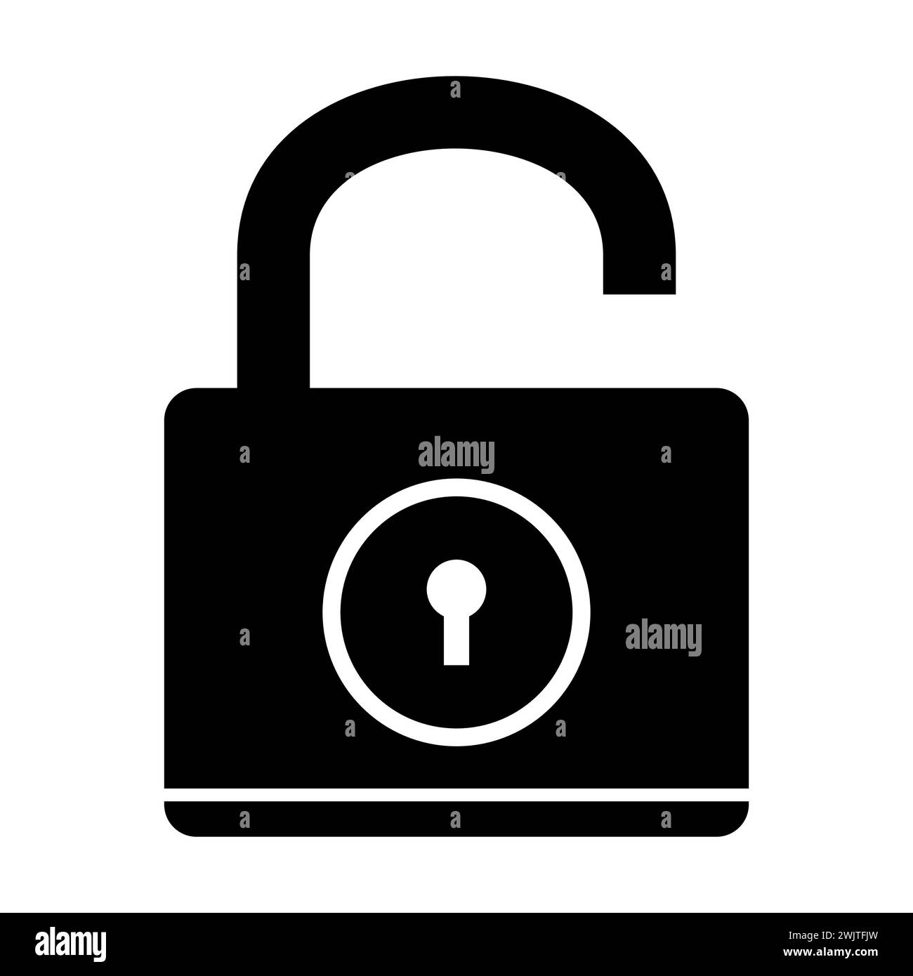 Déverrouillez l'icône dans un style plat tendance isolé. Symbole de sécurité pour la conception de votre site Web. Illustration vectorielle. Icône isolée noire de déverrouillé sur blanc. Illustration de Vecteur