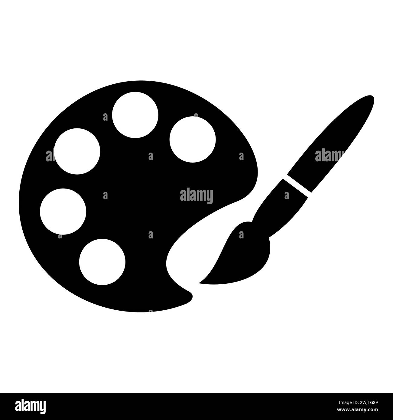 Palette de peintre et vecteur d'icône de pinceau. Icône palette, icône Art, illustration vectorielle. Vecteur d'icône de dessin noir de pinceau de palette. Illustration de Vecteur