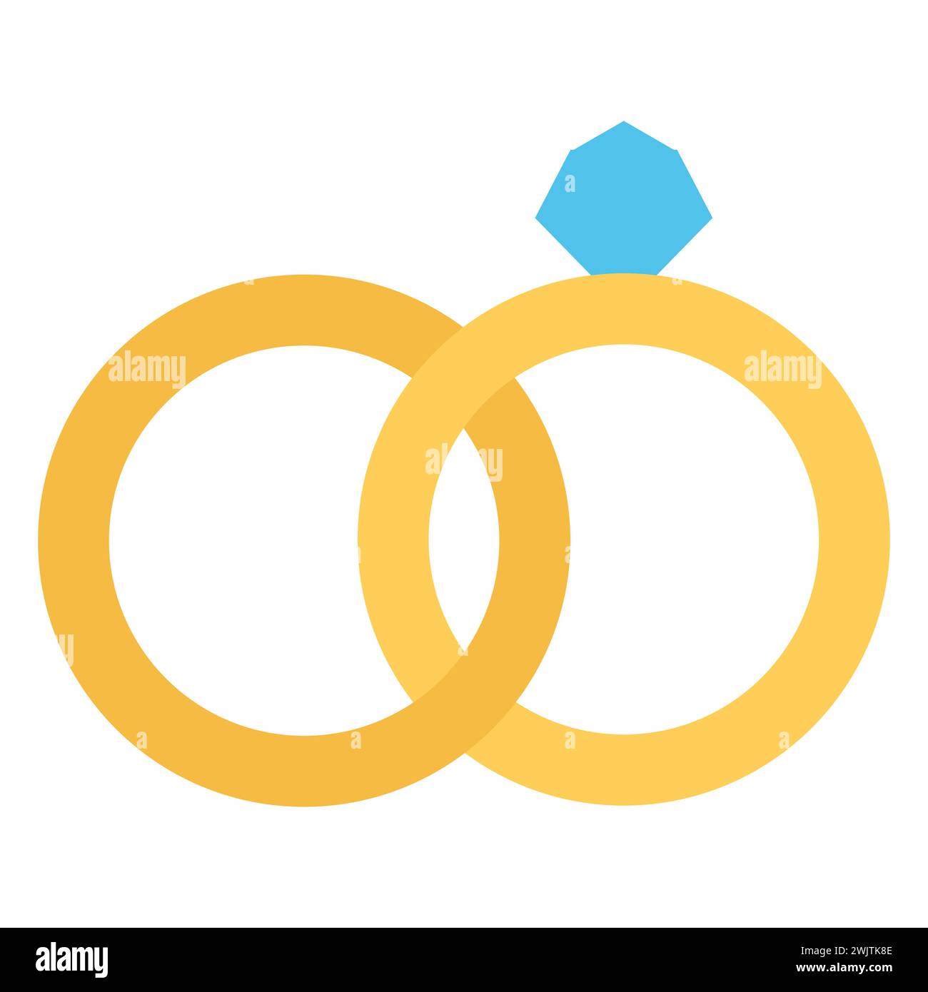 Symbole mâle et femelle. Icône de bagues de mariage de vecteur sur fond blanc. Conception plate. Anneaux de mariage avec diamant. Illustration de Vecteur