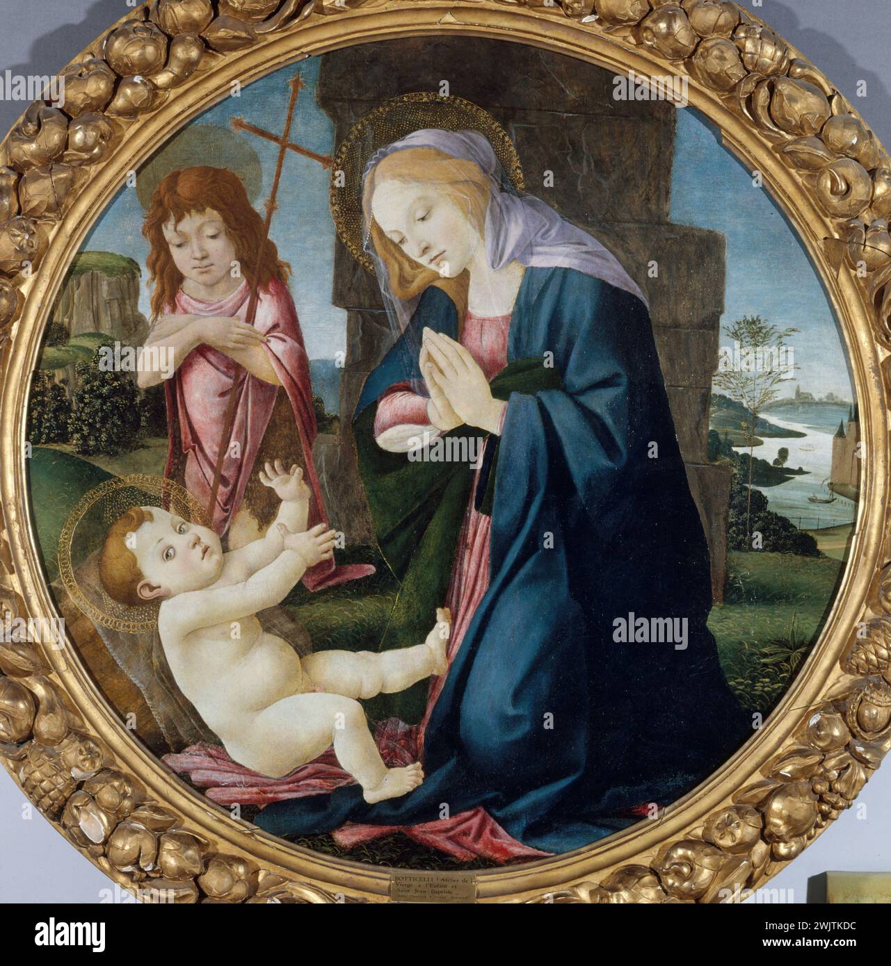 Atelier de Sandro Botticelli (1445-1510). 'Vierge à l'enfant et Saint Jean Baptiste'. Huile sur toile, XVe siècle. Musée des Beaux-Arts de la ville de Paris, petit Palais. 26310-5 Atelier, Catholique, Chrétien chrétien, enfant Jésus, futur prophète, nouveau Testament, scène biblique, Vierge, huile sur toile Banque D'Images