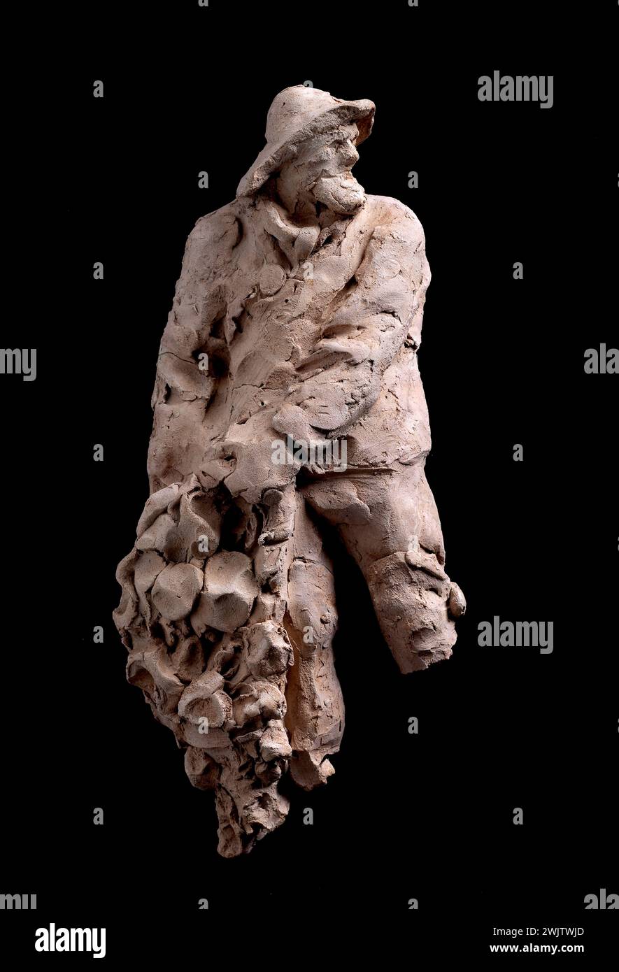 Aimé-Jules Dalou (1838-1902) 'Marin avec un filet'. Terre cuite, entre 1889 et 1898. Musée des Beaux-Arts de la ville de Paris, petit Palais. Filet, marin, perle, terre cuite, chapeau Banque D'Images