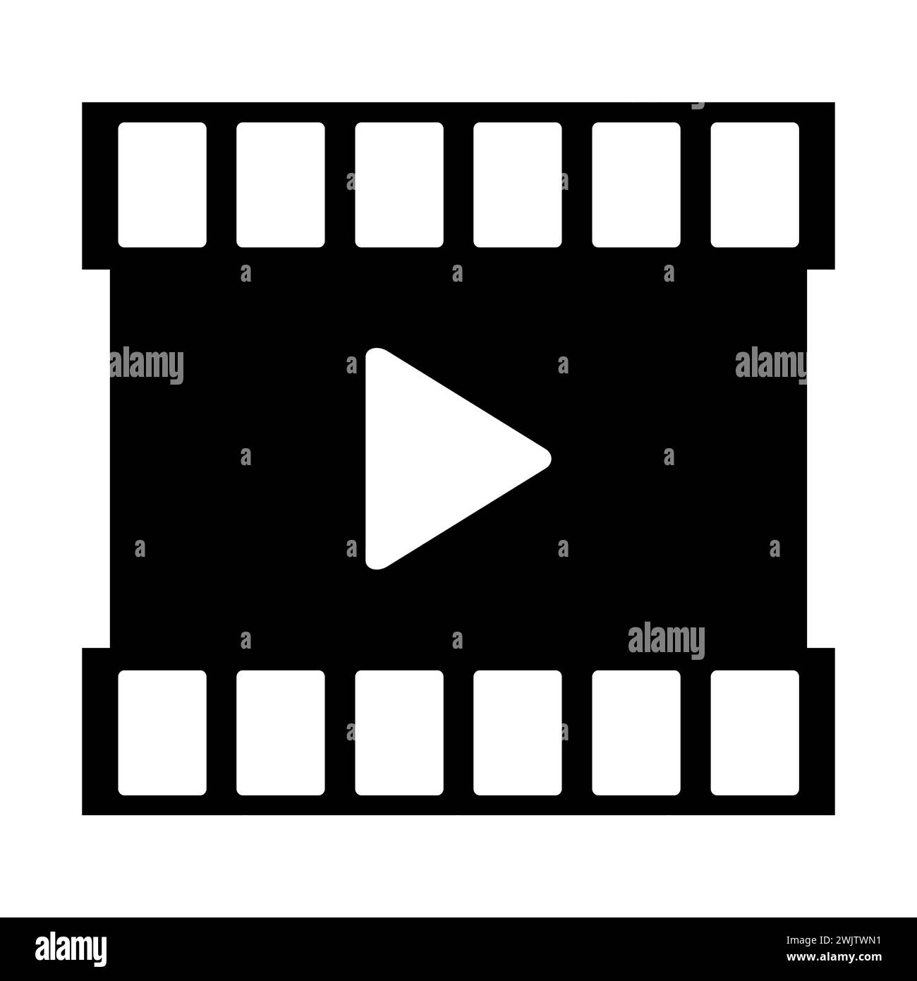Illustration de la bande de film. Icône caméra vidéo. Icône de lecture vidéo, vecteur de signe de boutons noirs isolé sur fond blanc. Illustration de Vecteur