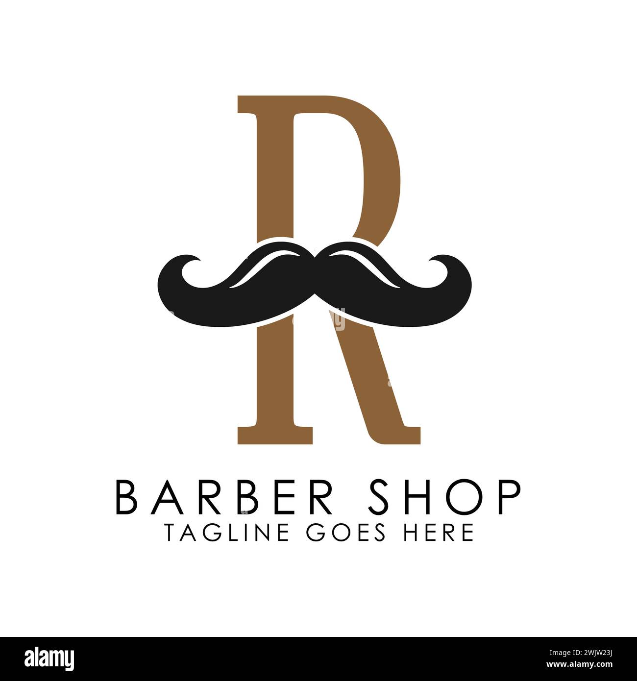 Lettre initiale R logo moustache. Icône alphabet R Barber Shop Illustration de Vecteur