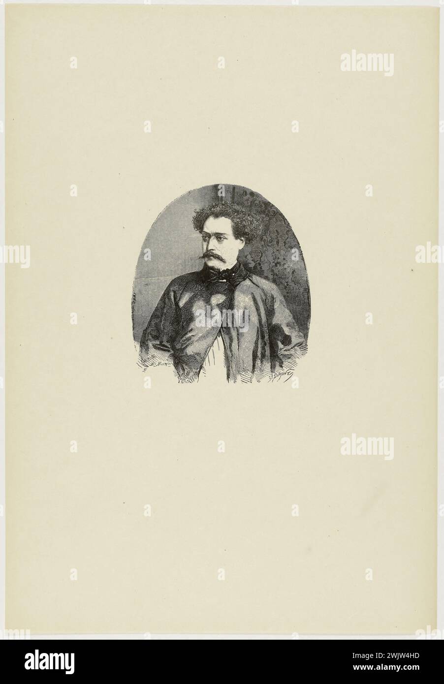 Edmond Morin (1824-1882) Alexandre Dumas, fils (1824-1895), écrivain français. Bois, 1859. Musée des Beaux-Arts de la ville de Paris, petit Palais. Écrivain, écrivain français, portrait, gravure Banque D'Images