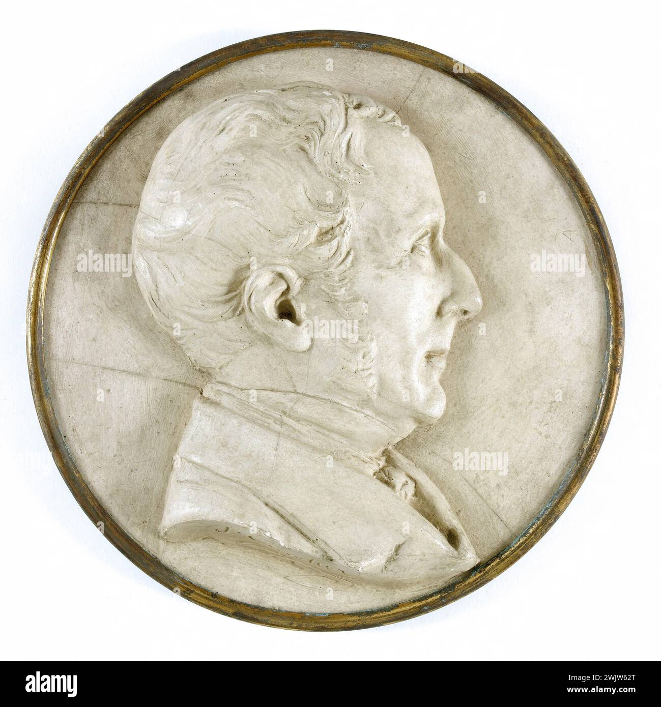 Pierre-Jules Cavelier (1814-1894) Médaille. Louis Laverne. Plâtre. Musée des Beaux-Arts de la ville de Paris, petit Palais. 58762-12 averse, homme, médaille, numismatique, plâtre, profil, portrait Banque D'Images