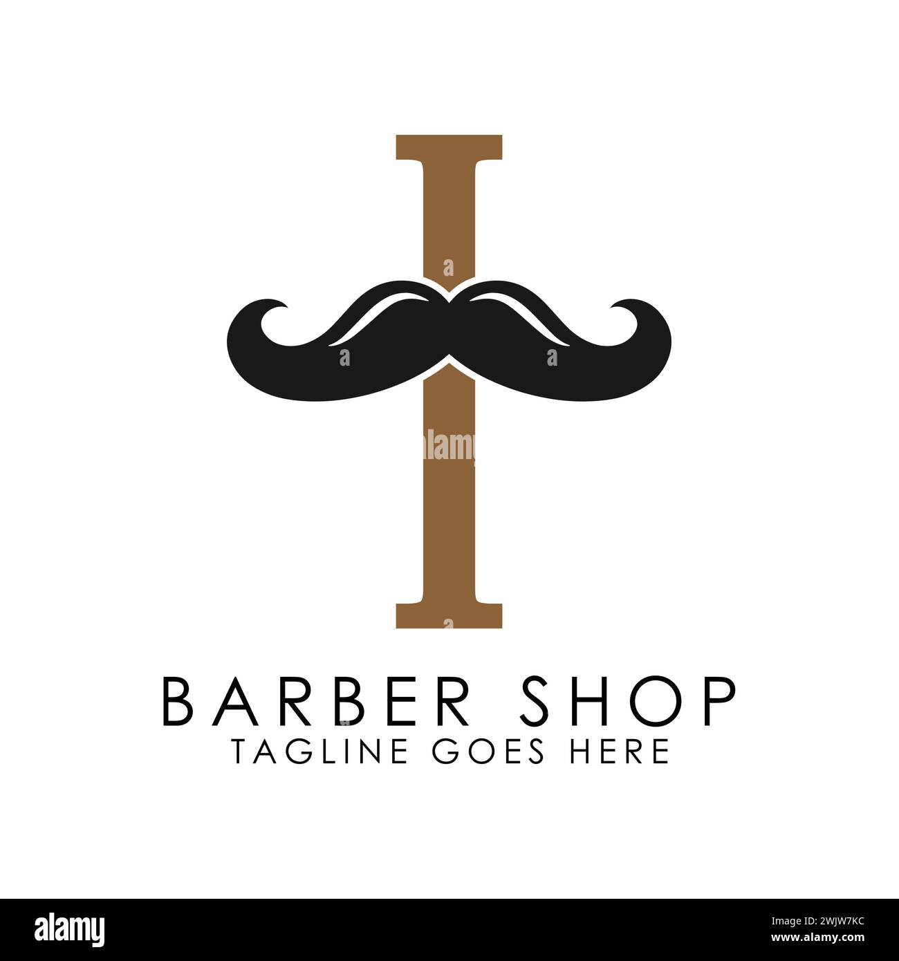 Lettre initiale I logo moustache Design. Alphabet I icône salon de coiffure Illustration de Vecteur