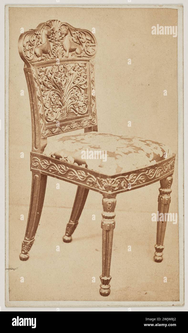 Anonyme, chaise Chippendale (titre fictif), 1880. Dessiner sur papier albumine. Maisons de Victor Hugo Paris - Guernesey. Banque D'Images