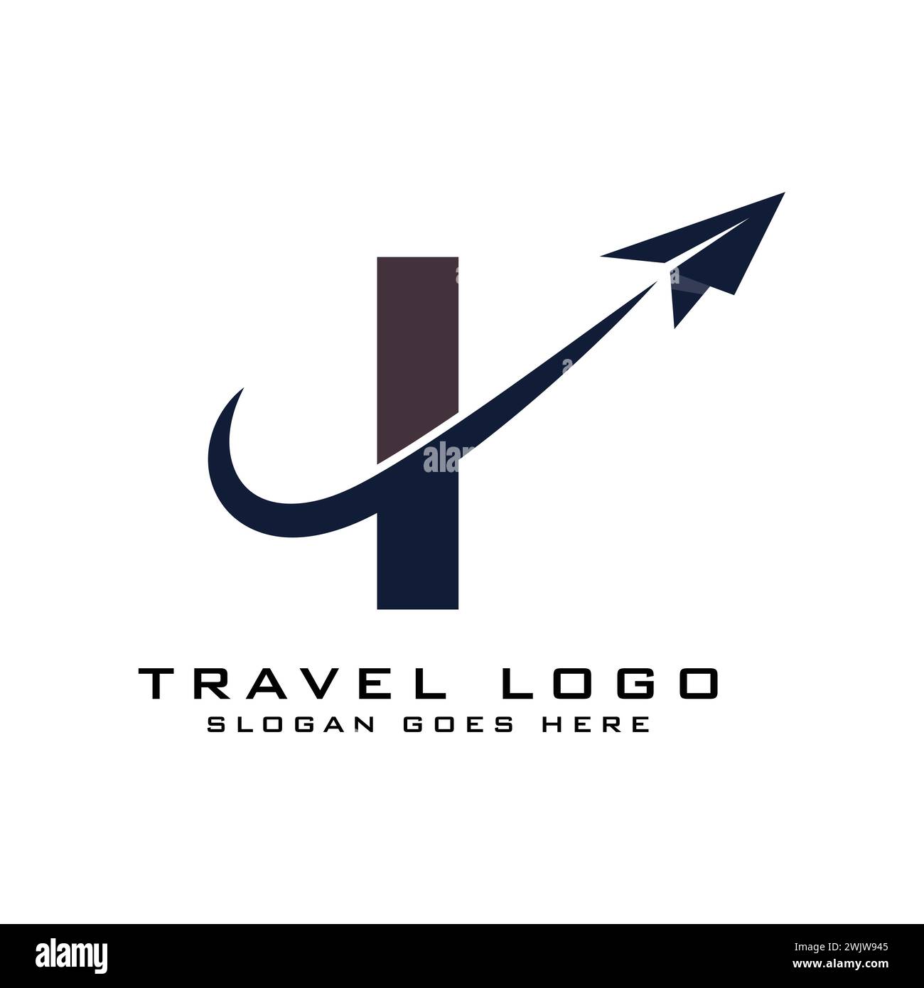 Lettre I Travel logo Icon Design avec élément graphique plan pour la conception de logo d'agence de voyage Illustration de Vecteur