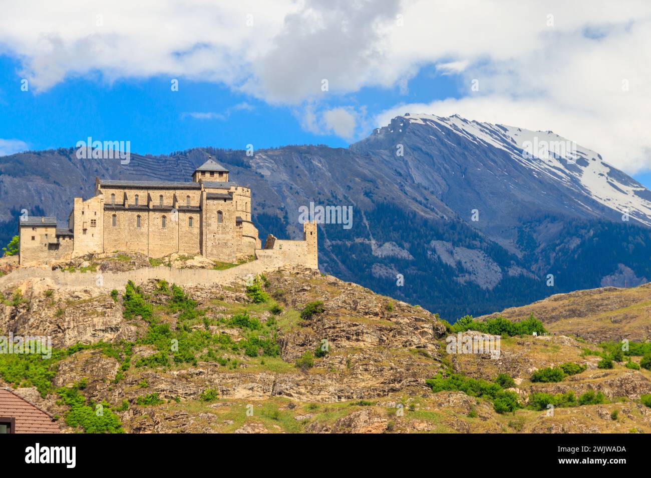 Vue de la basilique Valere à Sion, Suisse Banque D'Images