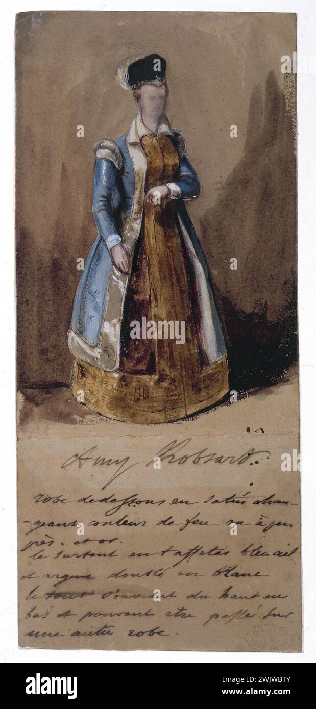 Eggène Delacroix (1798-1863) Costumes l'Amy Robsart. Paris, Maison Victor Hugo. 38611-3 aristocrate, costume, jeune femme, noblesse anglaise, œuvre littéraire Banque D'Images