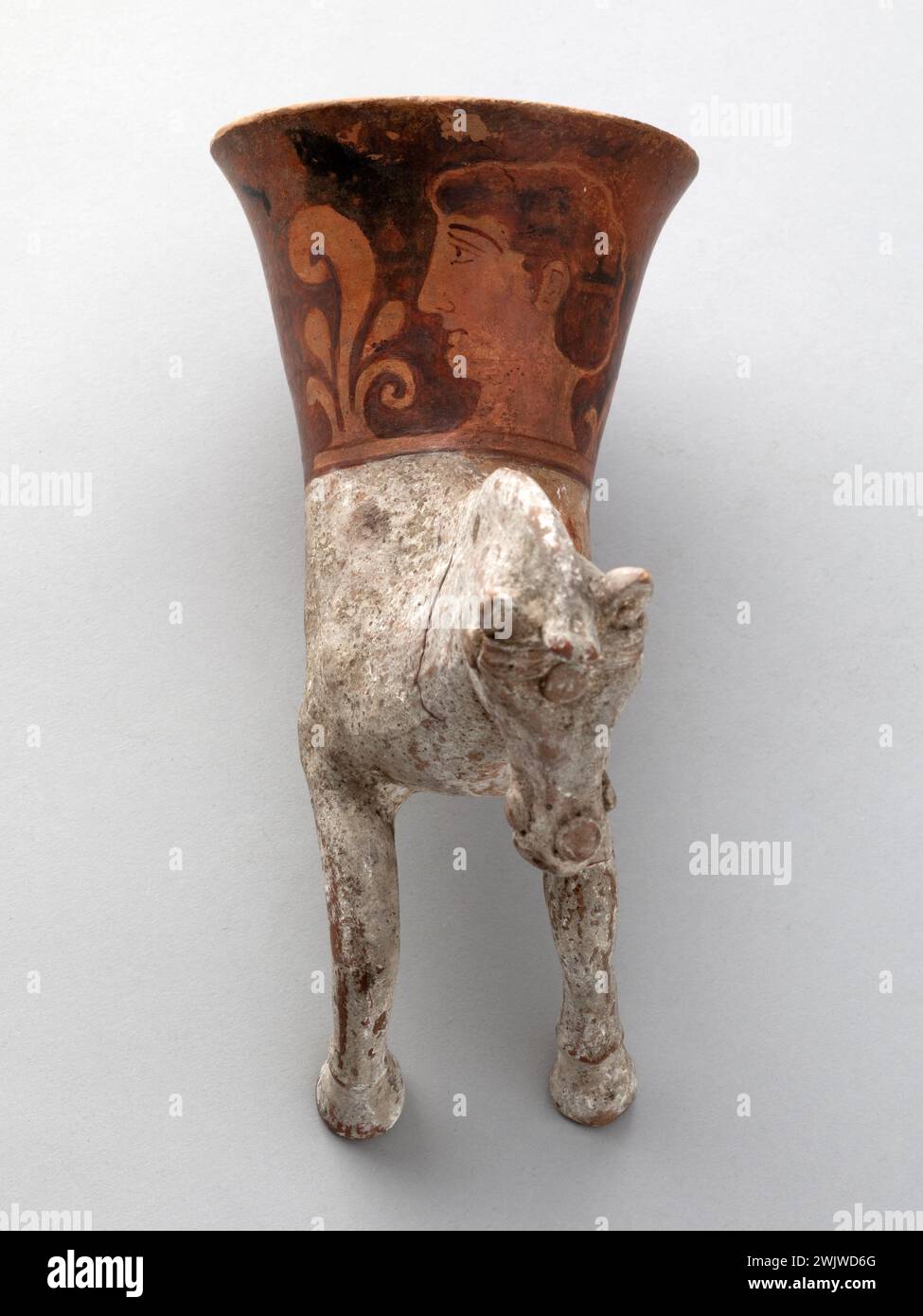 Rhyton Grec Ancien Original En Bronze – Avant-part Animal, Pré-1800, Asie Centrale