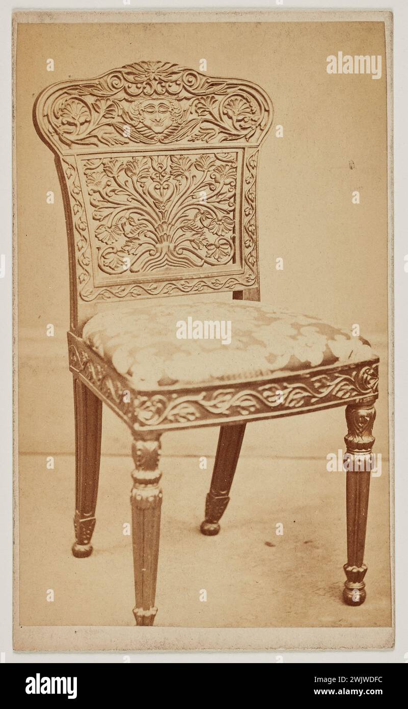 Anonyme, chaise Chippendale (titre fictif), 1880. Dessiner sur papier albumine. Maisons de Victor Hugo Paris - Guernesey. Banque D'Images