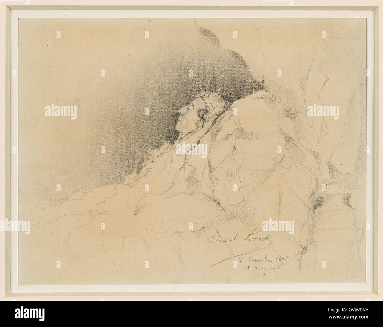 LionNet, Anatole, Virginie Dejazet sur son lit de mort, 2 décembre 1875. (Titre fictif), 1875-12-02. Musée Carnavalet, histoire de Paris. Banque D'Images