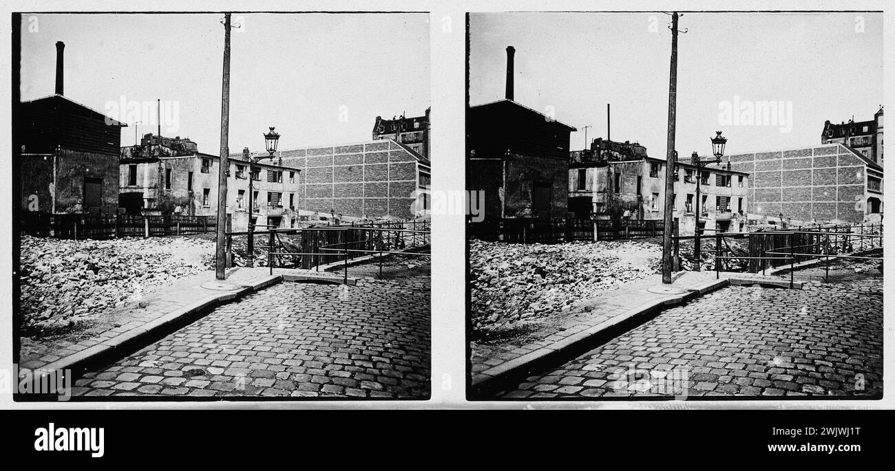 Vue de Paris dans des quartiers périphériques non identifiés. 1920-1940. Vue stéréoscopique anonyme. Paris, musée Carnavalet. 53419-11 banlieue parisienne, quartier périphérique, stéréo, vue stéréoscopique, ville Banque D'Images