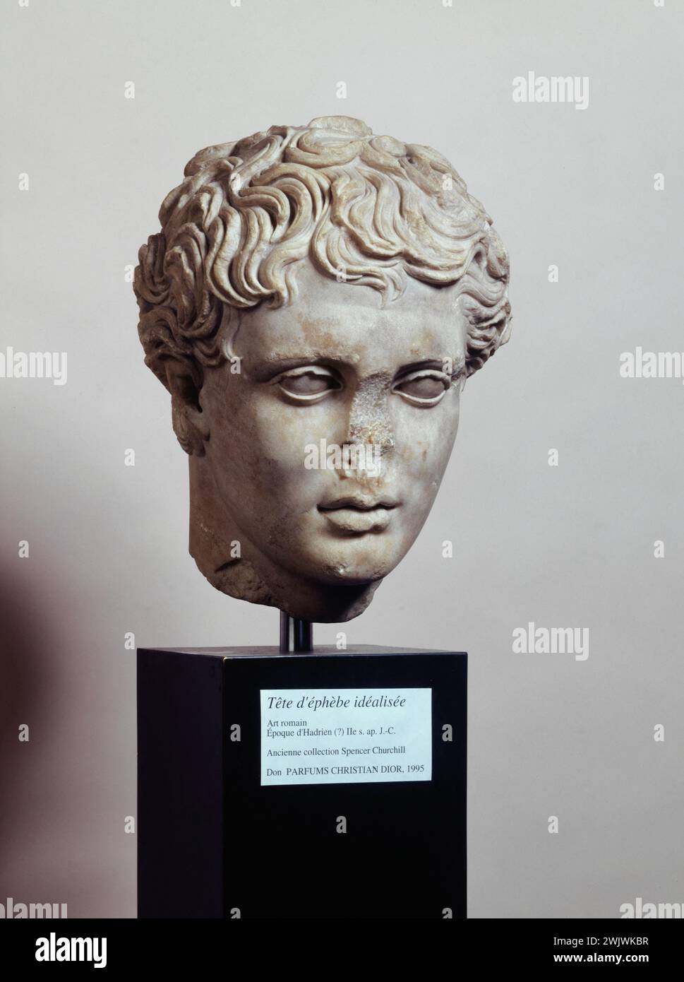 Anonyme. 'Tête masculine'. Pierre, marbre, IIe siècle. Musée des Beaux-Arts de la ville de Paris, petit Palais. 99931-8 Antiquité, ieme iie II 2ème 2ème siècle, marbre, pierre, ancien Banque D'Images