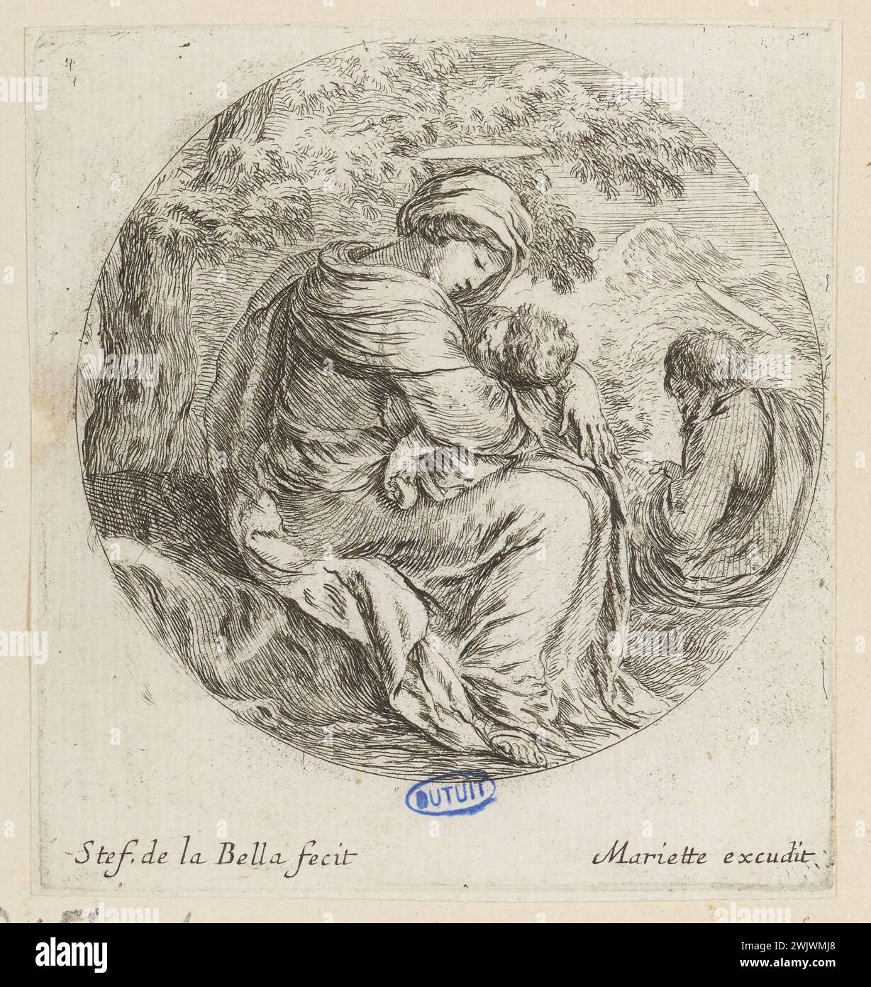 Della Bella, Stefano (dit Étienne de la belle) (n.1610-05-18-D.1664-08-22), repos dans le vol pour l'Egypte. (A. de Vesme 15 ; Dutuit 154) (titre principal). Gravure. Petit Palais, Musée des Beaux-Arts de la ville de Paris. Banque D'Images