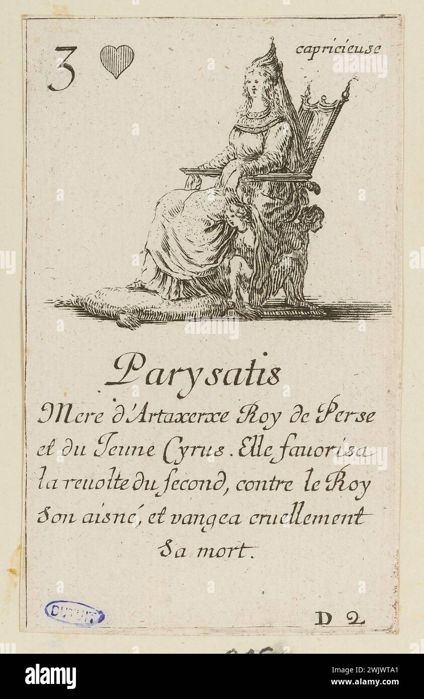 Della Bella, Stefano (dit Étienne de la belle) (n.1610-05-18-D.1664-08-22), célèbre jeu de reines. Parysatis. Sixième numéro d'une séquence de 52 pièces. (A. de Vesme 606 ; Dutuit 118) (titre principal), 1644. Gravure. Petit Palais, Musée des Beaux-Arts de la ville de Paris. Banque D'Images