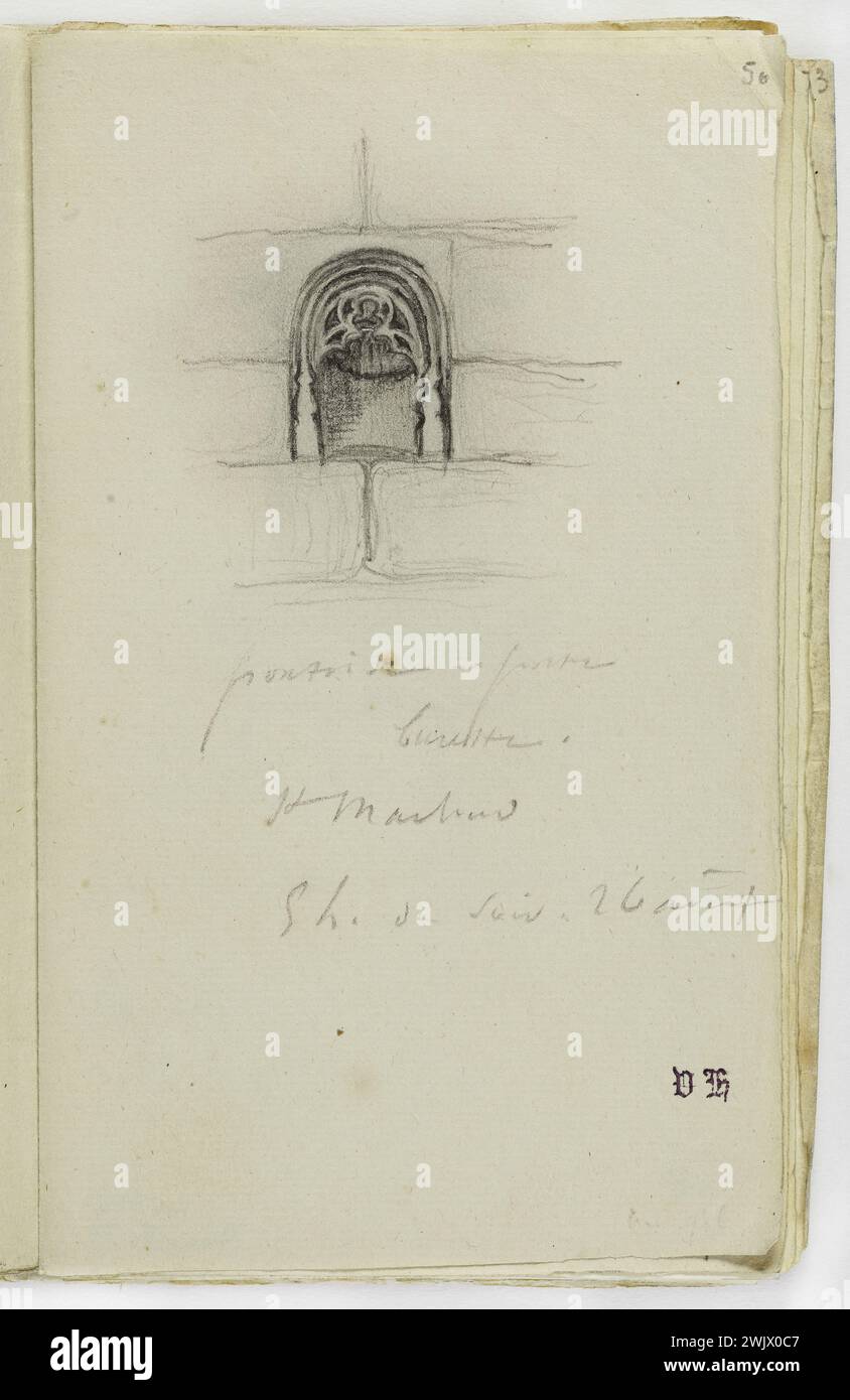 Victor Hugo (1802-1885) Pontoise-porte-burettes. Crayon graphite sur papier tissé. 1834. Paris, maison de Victor Hugo. Hauteville House. 74627-16 crayon graphite, dessin, mouvement romantique, papier vélin, porte burette, romantisme Banque D'Images