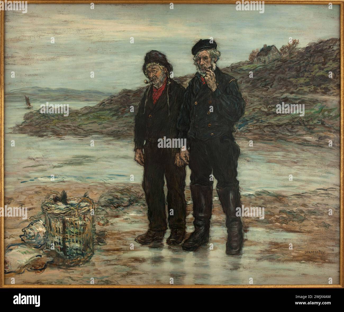 Jean-François Raffaelli (1850-1924) « Scotland Fishermen ». Huile sur carton. 1893. Musée des Beaux-Arts de la ville de Paris, petit Palais. Barbe, barbu, bord de mer, homme, côte, nasse, perle, réalisme, rock, style réaliste, 19e 19e 19e 19e 19e. xixe siècle Banque D'Images