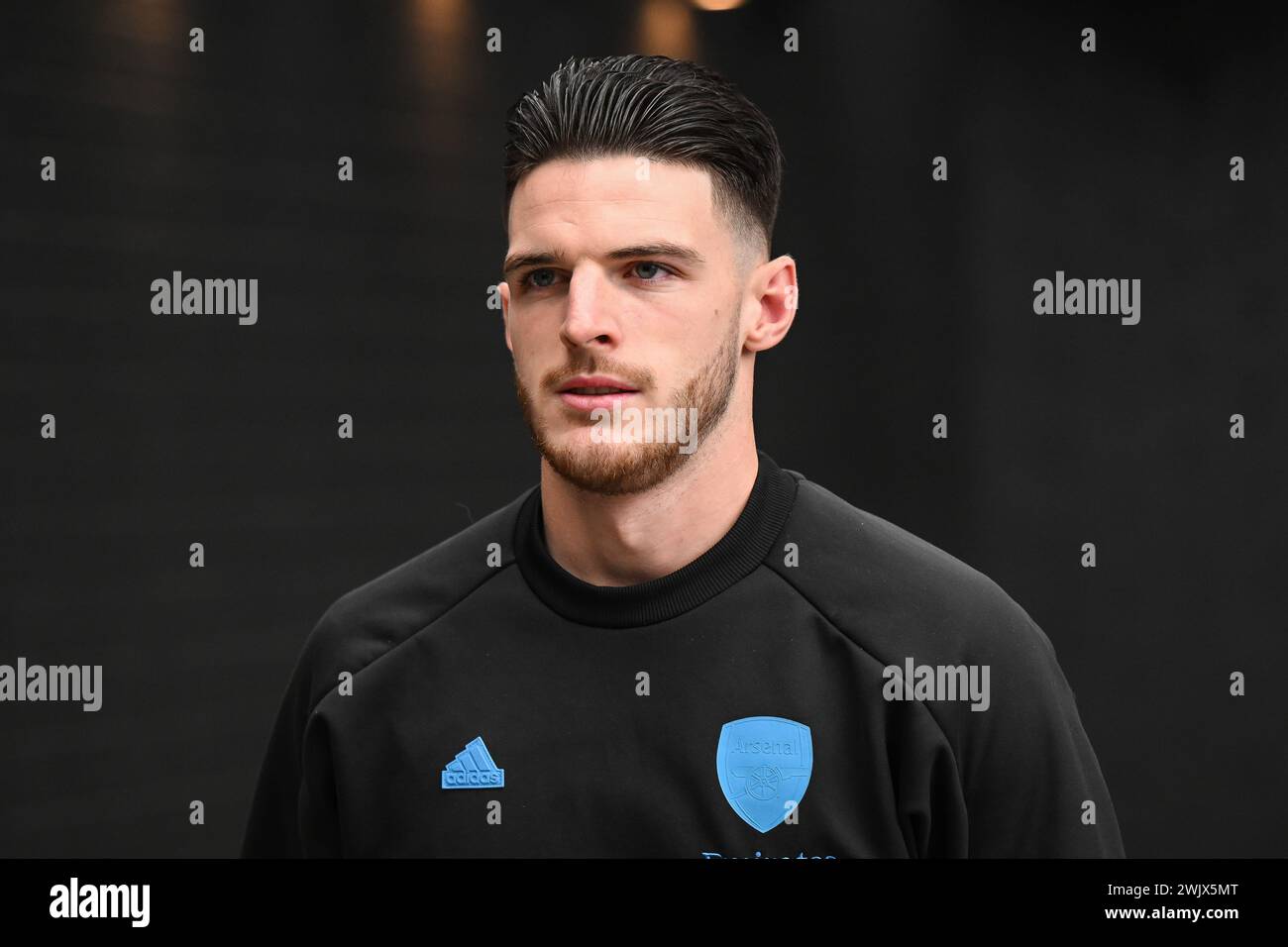 Declan Rice d'Arsenal arrive devant le match de premier League Burnley vs Arsenal à Turf Moor, Burnley, Royaume-Uni, le 17 février 2024 (photo de Craig Thomas/News images) Banque D'Images