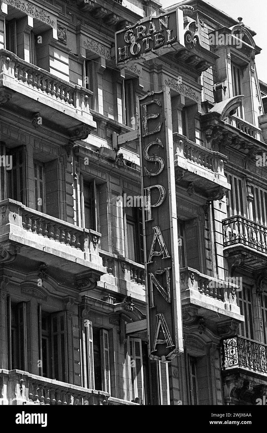 Gran Hotel España marquee, Buenos Aires, Argentine, 27 novembre 1970. Banque D'Images