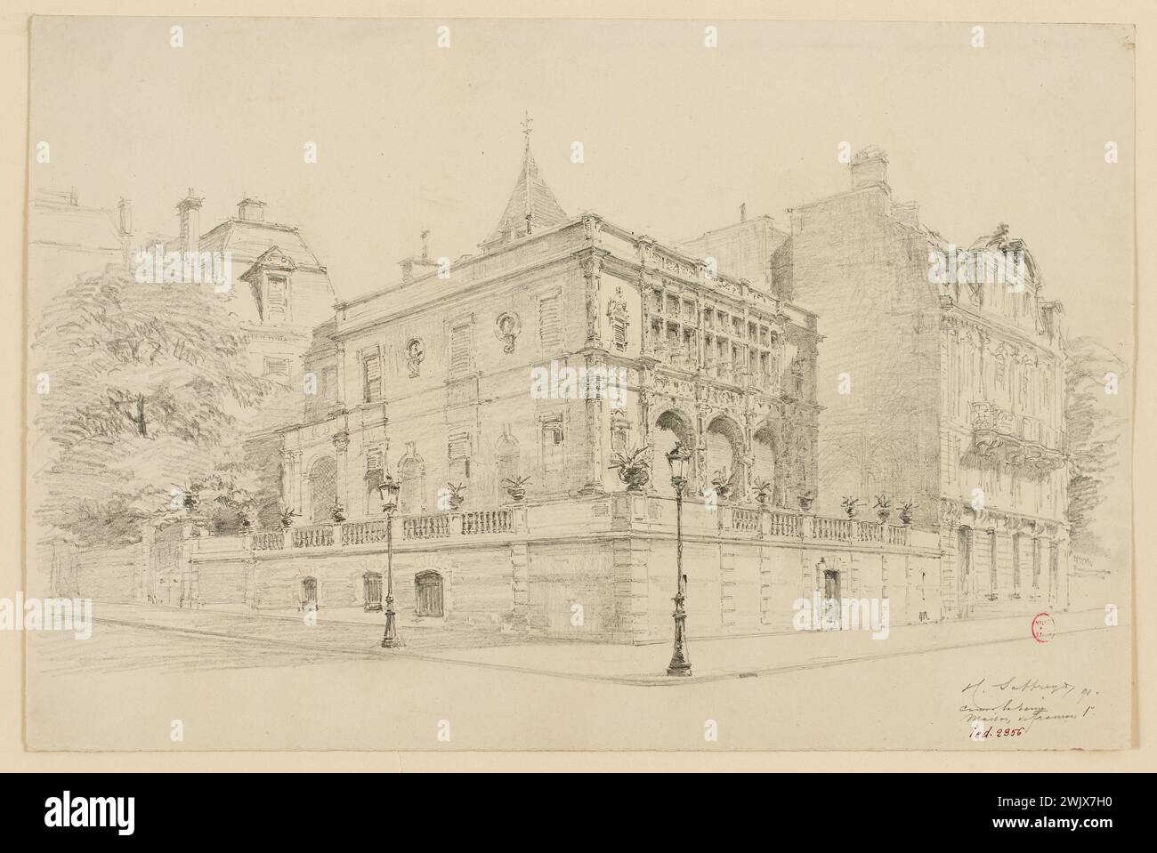 SAFFREY, Henri Alexandre (n.-D.1896), Maison François Ier au Cour-la-Reine, 1891 (titre factice), 1891. Mine de plomb. Musée Carnavalet, histoire de Paris. Banque D'Images
