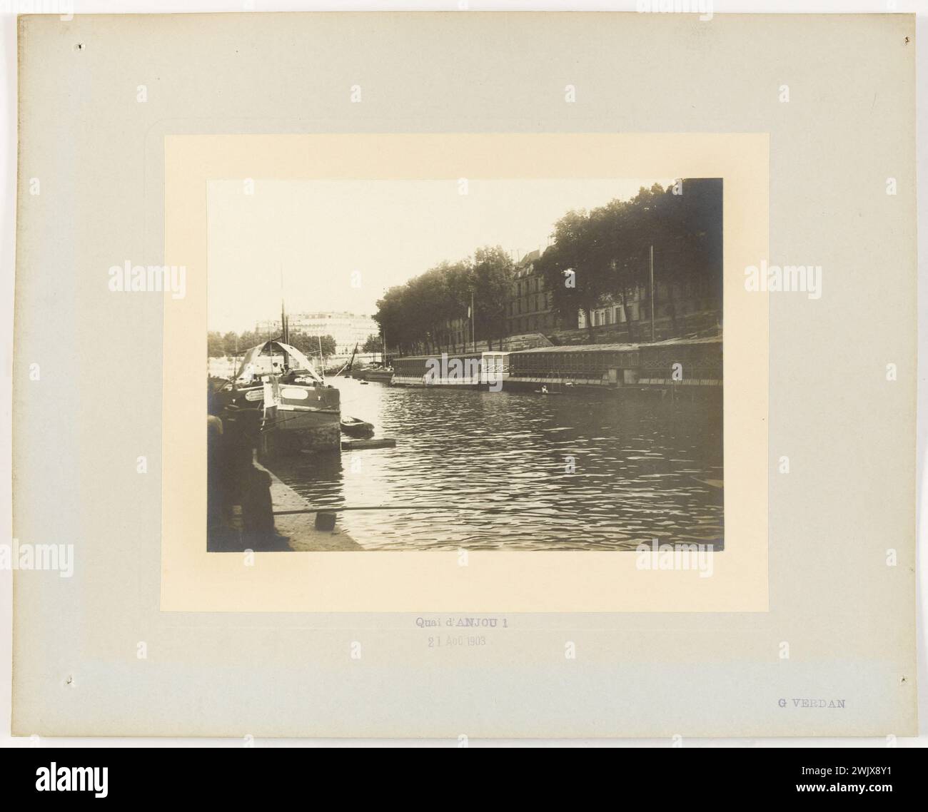 Quai d'Anjou, 4ème arrondissement, Paris'. Photographie de G. Verdan. Dessin au bromure gélatino-argent. 21 août 1903. Paris, Musée Carnavalet. 123091-2 Banque D'Images
