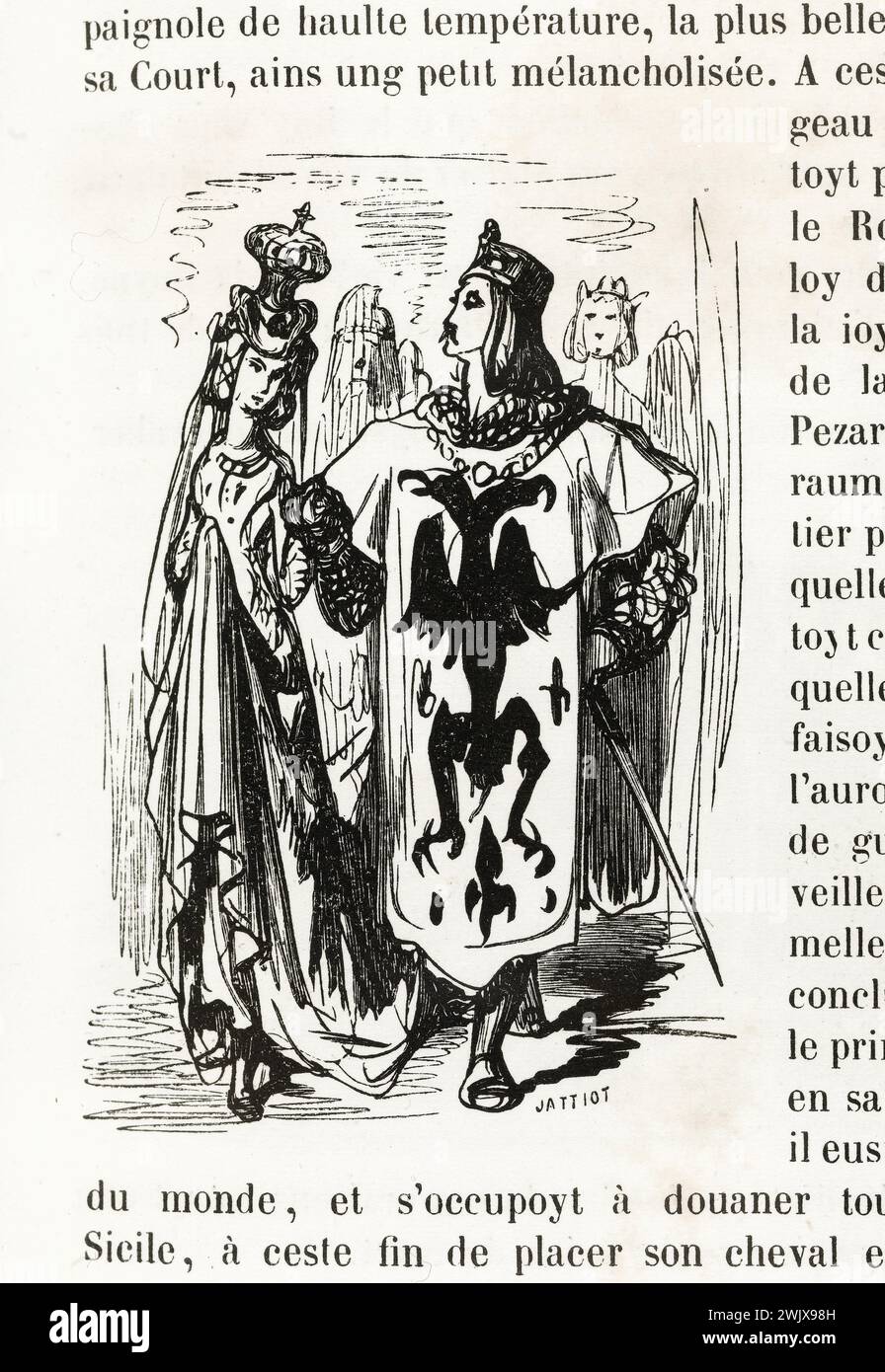 Gustave Doré (1832-1883), designer et Charles Jattiot (XIXe siècle), graveur. "Pour Menaide." Illustration pour Honoré de Balzac, 'les contes Dranitiques', Paris : Société générale de librairie, 1855'. Paris, Maison de Balzac. 101790-28 gravure sur bois, illustration d'une œuvre littéraire, 19e 19e 19e 19e 19e xixe siècle, gravure Banque D'Images
