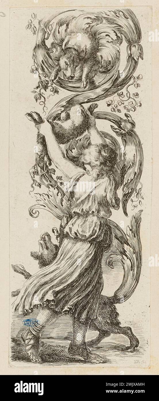Della Bella, Stefano (dit Étienne de la belle) (n.1610-05-18-D.1664-08-22), Ornamenti o Grottesche. Neuvième numéro d'une suite de 12 pièces. (A. de Vesme 1011 ; Dutuit 179) (titre principal). Gravure. Petit Palais, Musée des Beaux-Arts de la ville de Paris. Banque D'Images