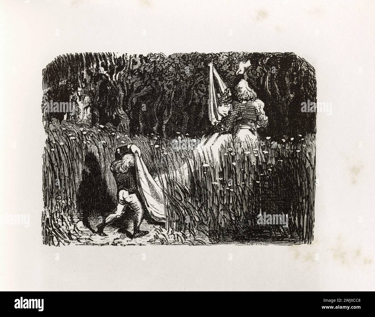 Gustave Doré (1832-1883), designer et Adrien Lavieille (1818-1862), graveur. 'Pastoral.' Illustration pour Honoré de Balzac, 'les contes Dranitiques', Paris : Société générale de librairie, 1855'. Paris, Maison de Balzac. 101791-24 gravure sur bois, illustration d'une œuvre littéraire, 19e 19e 19e 19e 19e xixe siècle, gravure Banque D'Images