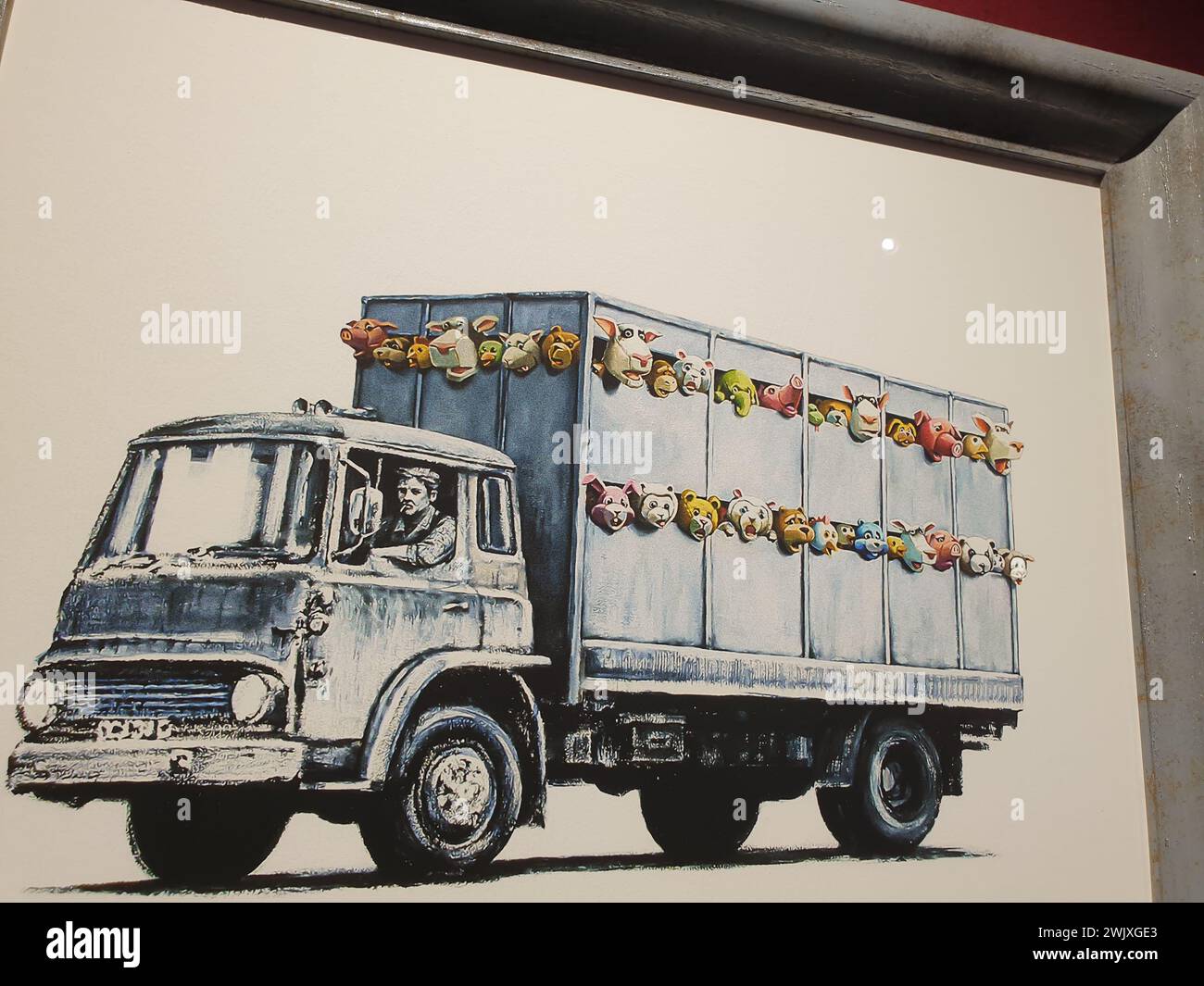 Œuvre „Meat Truck“ de Banksy dans l’exposition „le mystère de Banksy – Un esprit de génie“ au Technikum Mülheim-Ruhr le 18 novembre 2022 Banque D'Images