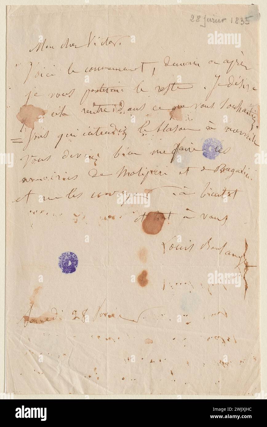 Boulanger, Louis Candide (n.1806-05-11-D.1867-03-05), Louis Boulanger dans Victor Hugo, 28 février 1835 (titre factice), 1835-02-28. Encre sur papier. Maisons de Victor Hugo Paris - Guernesey. Banque D'Images