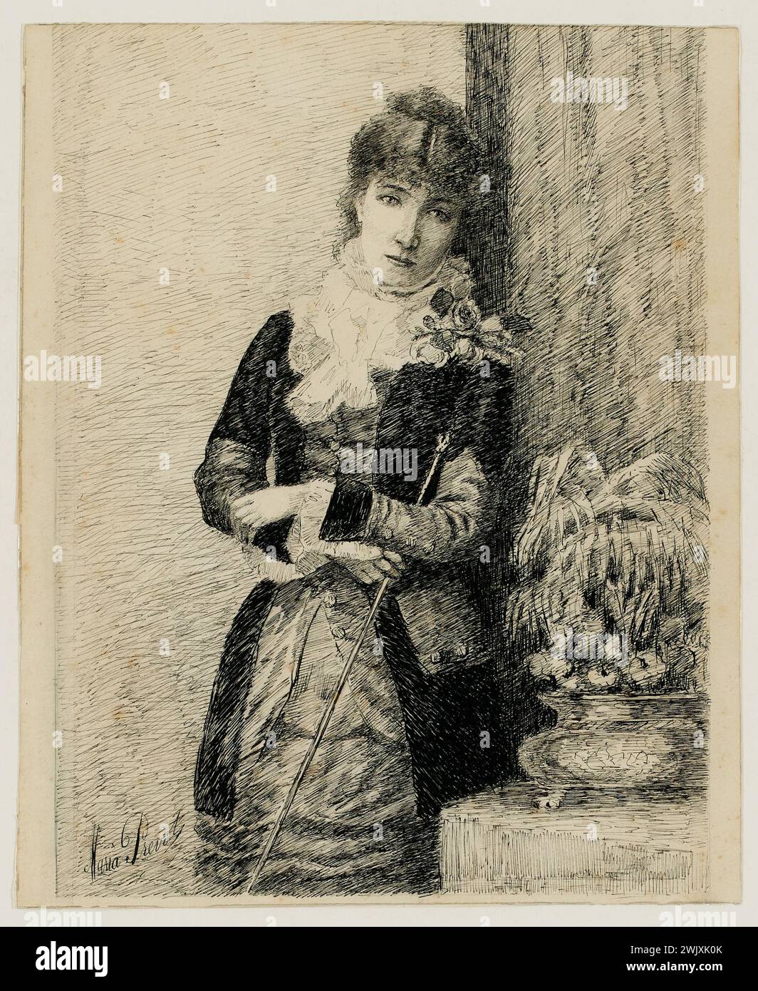 Prévot, Maria, Portrait de Sarah Bernhardt. (Titre factice). Musée Carnavalet, histoire de Paris. Banque D'Images