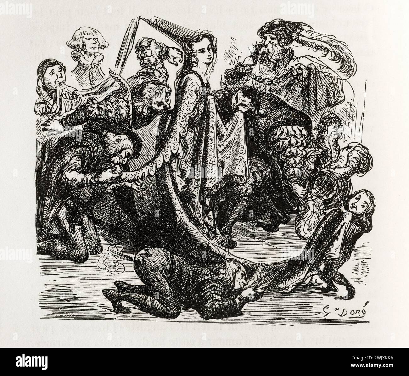 Gustave Doré (1832-1883), designer et Aristide Louis (1815-1852), graveur. 'Assidus.' Illustration pour Honoré de Balzac, 'les contes Dranitiques', Paris : Société générale de librairie, 1855'. Paris, Maison de Balzac. 101791-18 gravure sur bois, illustration d'une œuvre littéraire, 19e 19e 19e 19e 19e xixe siècle, gravure Banque D'Images