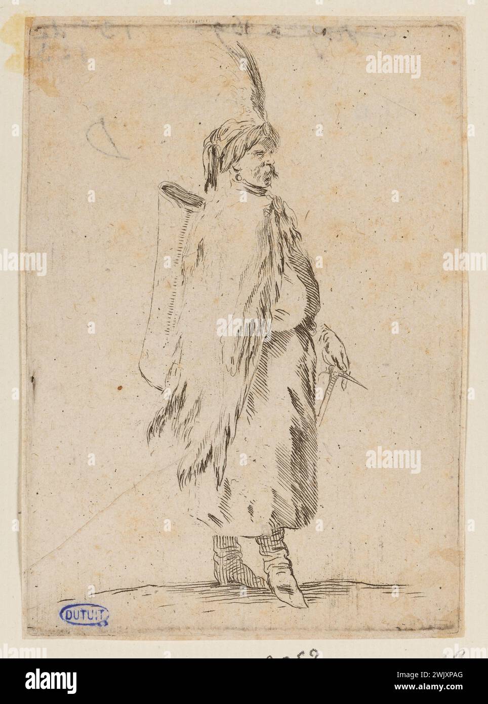 Della Bella, Stefano (dit Étienne de la belle) (n.1610-05-18-D.1664-08-22), diverses figures et rayures. Polonais debout. Treizième numéro d'une suite de 23 pièces. (A. de Vesme 471 ; Dutuit 123) (titre principal). Gravure. Petit Palais, Musée des Beaux-Arts de la ville de Paris. Banque D'Images