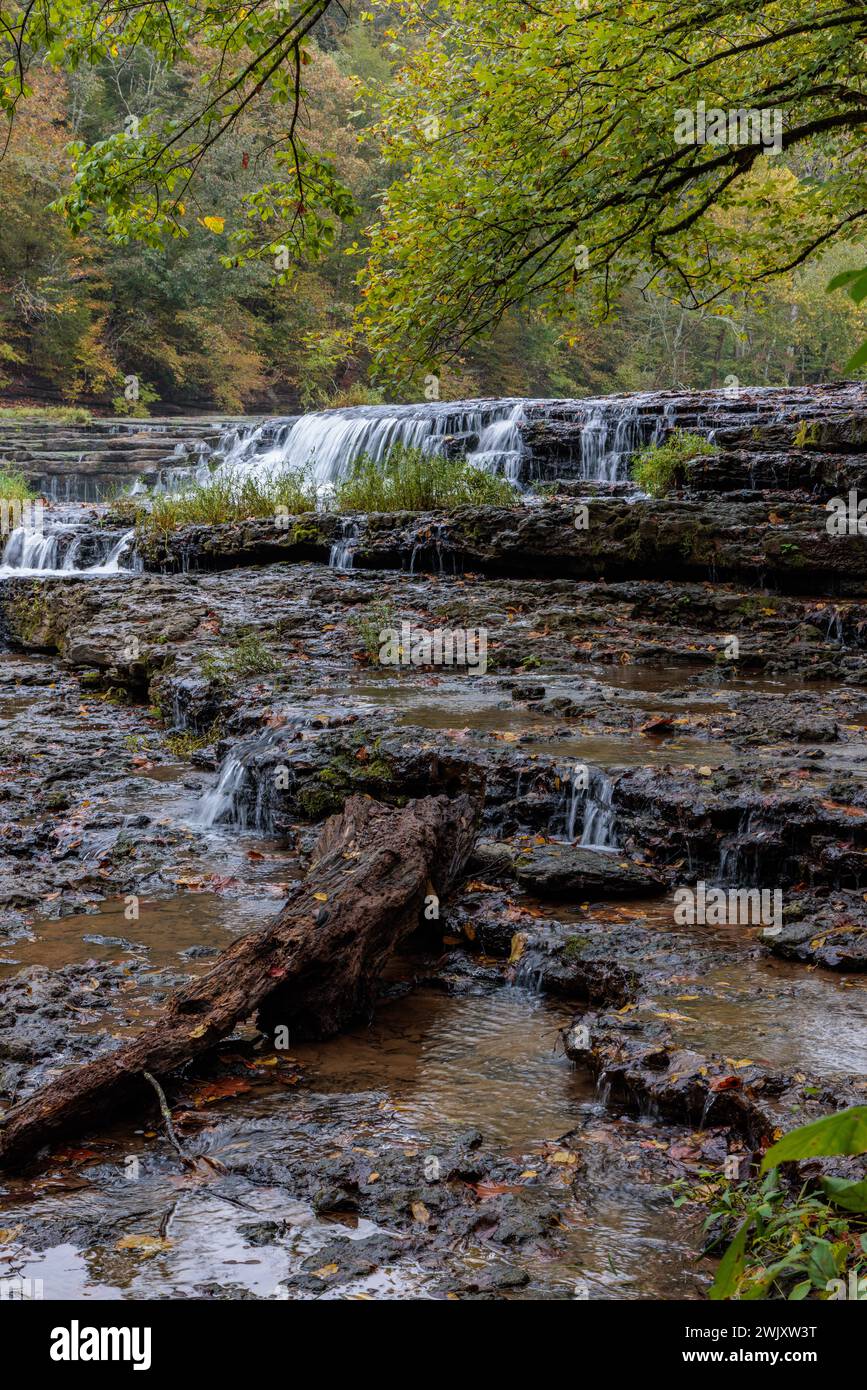 Chutes d'eau dans le parc d'État de Burgess Falls près de Cookeville, Tennessee Banque D'Images
