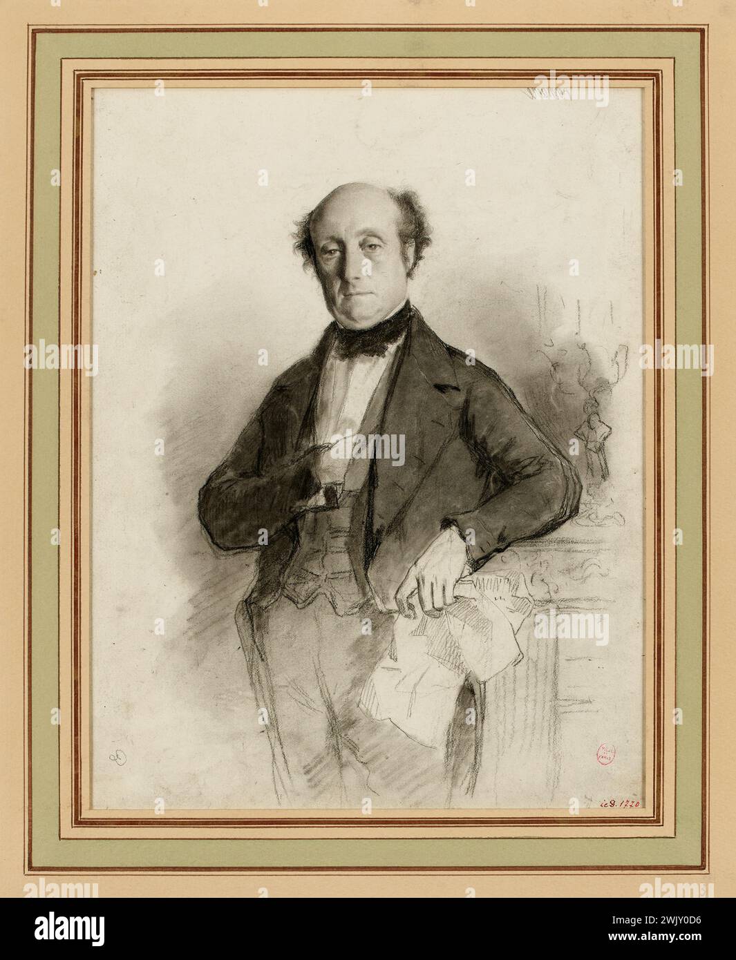 Lemaire, Madeleine ou Madeleine Jeanne (n.1845-D.1928-04-08), portrait demi-corps de Hamard, représentant de l'orme en 1848 (lithographié par Berthot) (titre factice). Crayon. Musée Carnavalet, histoire de Paris. Banque D'Images