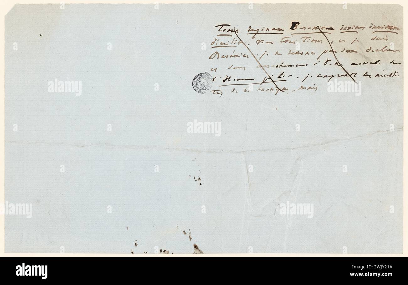 Hugo, Victor (n.1802-02-26-D.1885-05-22), COPEAU (fragment d'une lettre sur l'homme qui rit) (titre factice). Encre sur papier. Maisons de Victor Hugo Paris - Guernesey. Banque D'Images