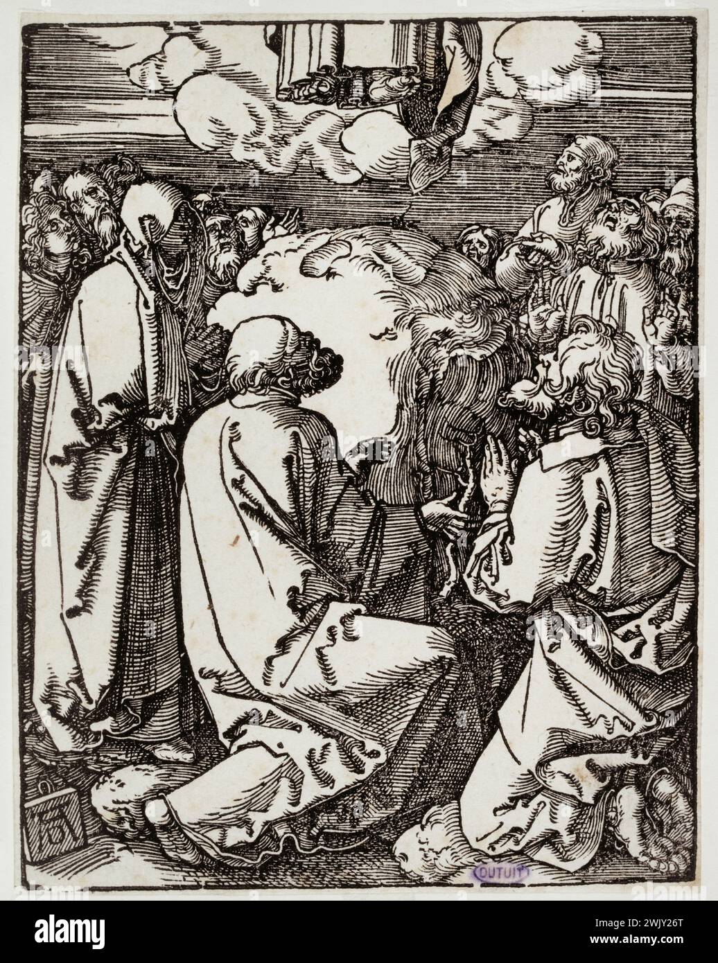 Albrecht Dürer (1471-1528) La petite passion pour le bois : l'ascension (Bartsch 50). 1510. Musée des Beaux-Arts de la ville de Paris, petit Palais. 77216-27 Art catholique, Art chrétien, Art religieux, Christianisme, Sainte histoire, iconographie chrétienne, iconographie religieuse, Nouveau Testament, passion du Christ, Renaissance, vie Christ, gravure Banque D'Images