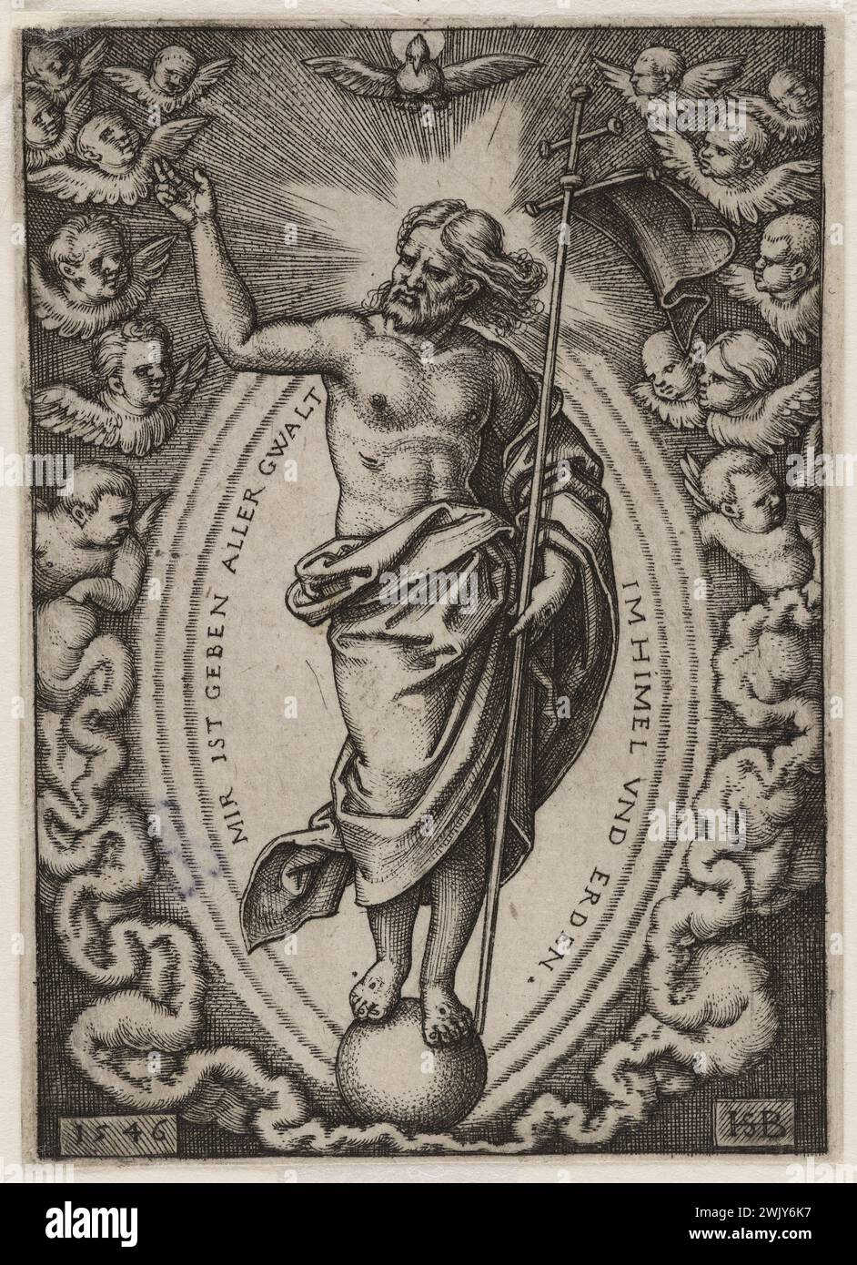 Hans Sebald Beham (1500-1550) 'Christ debout sur le globe'. Burin. 1546. Musée des Beaux-Arts de la ville de Paris, petit Palais. 123050-21 Chisel, 16e 16e XVI 16e 16e Centre Banque D'Images