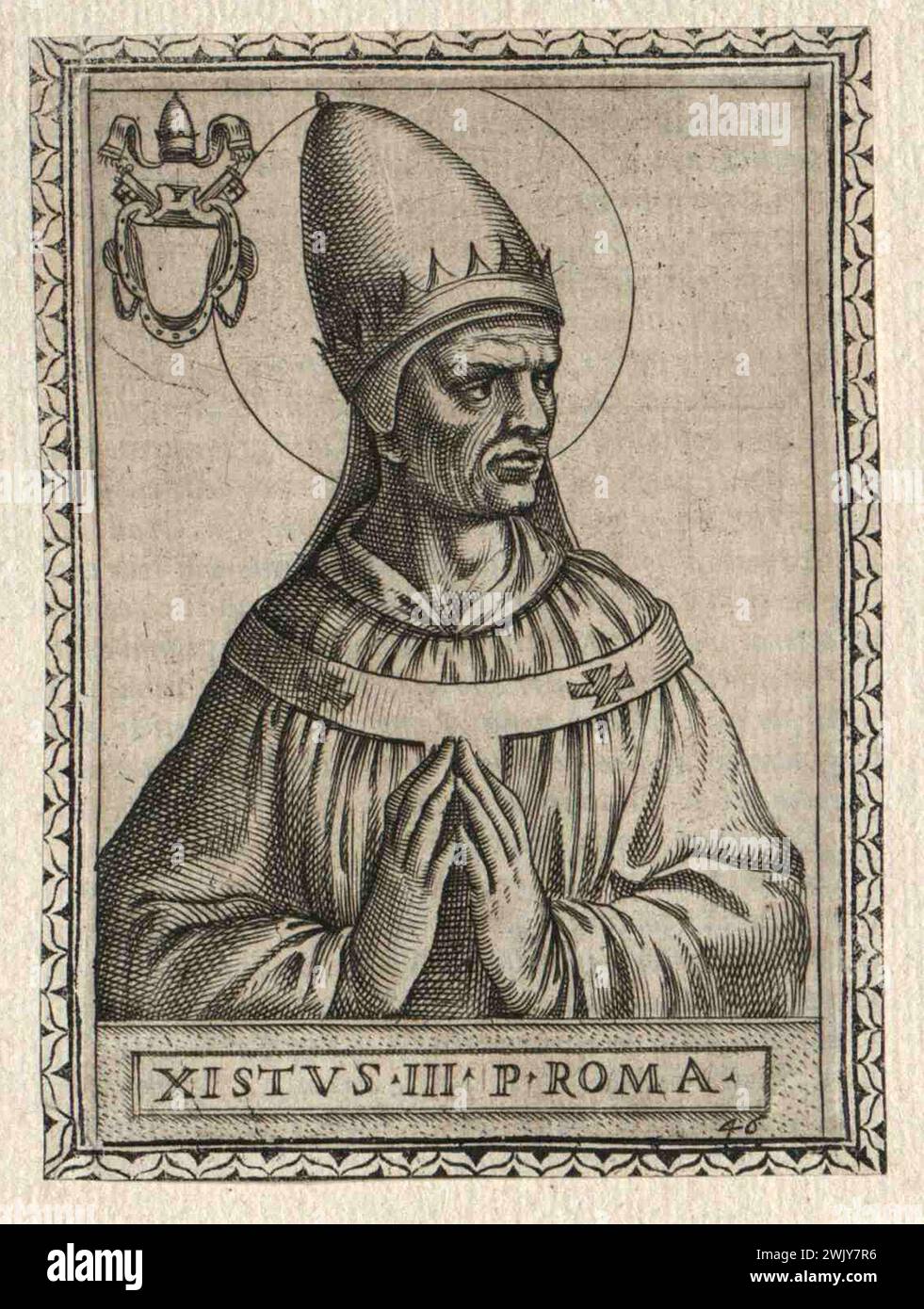 Portrait du XVIIe siècle du pape Sixte III qui fut pontife de AD432 à AD340. Il était le 44e pape. Banque D'Images