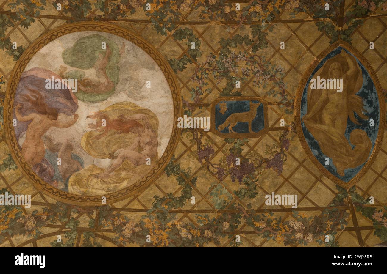 Paul-Albert Baudouin (1844-1931) 'Ventose et réveil - voûte du péristyle, jardin intérieur, petit palais'. Fresque. 1909-1910. Musée des Beaux-Arts de la ville de Paris, petit Palais. 99858-29 année 1900, beau temps, décor peint, fresque, 20ème XXème XX 20ème XXème siècle Banque D'Images
