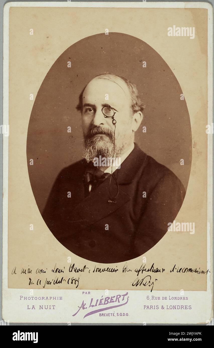 Liébert, Alphonse (n.1827-D.1913-06-18), Gaston Paris (nom commun). Vieux papier à dessin N&B laminé sur carton. Musée de la vie romantique. Banque D'Images