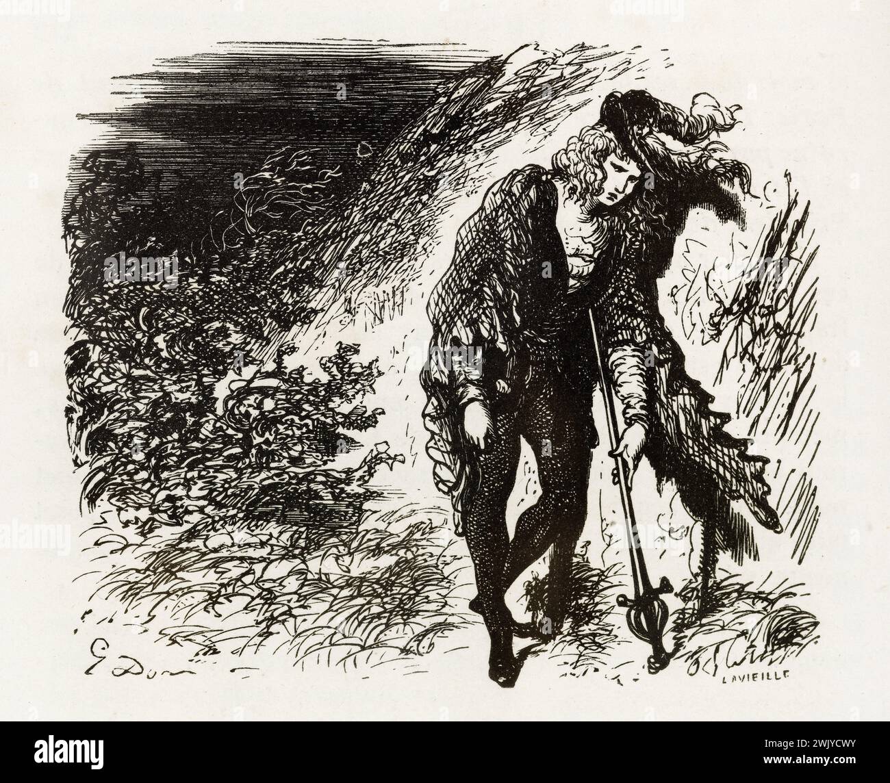 Gustave Doré (1832-1883), designer et Adrien Lavieille (1818-1862), graveur. 'Oui ou non ? Illustration pour Honoré de Balzac, 'les contes drolatiques', Paris : Société générale de librairie, 1855'. Gravure sur bois. Paris, maison Balzac. 101788-26 gravure sur bois, illustration d'une œuvre littéraire, 19e 19e 19e 19e 19e xixe siècle, gravure Banque D'Images